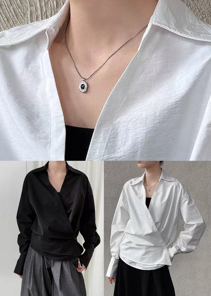 Black Top Asymmetrical Button Spring