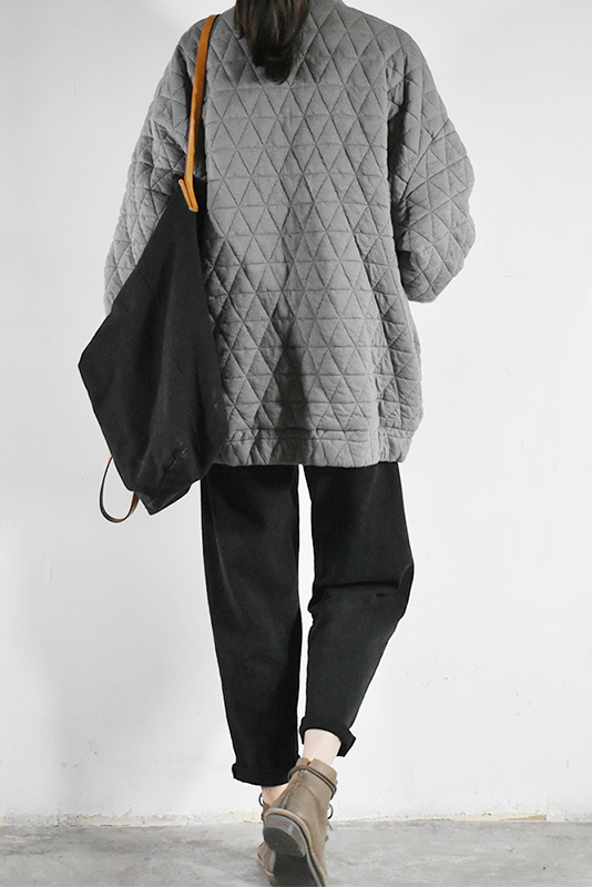Winter Retro Rhombus Plaid Cotton Coat