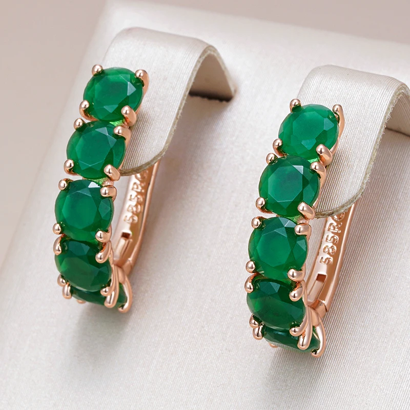 Green Crystals Hoop Earrings