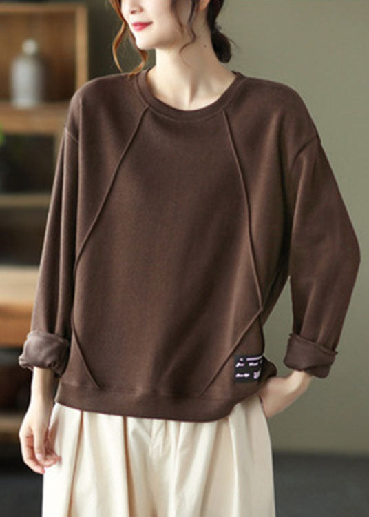 Purple O-neck Patchwork Knit Fall Pullover Street Wear
