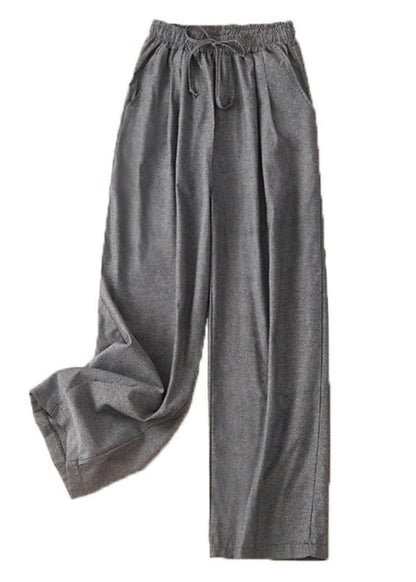 Khaki Elastic Waist Linen Pants Spring
