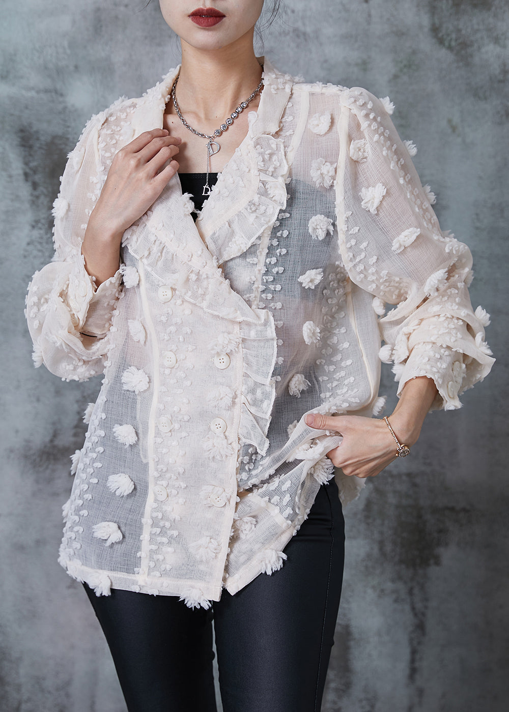 Apricot Ruffled Cotton Upf 50+ Coat Summer