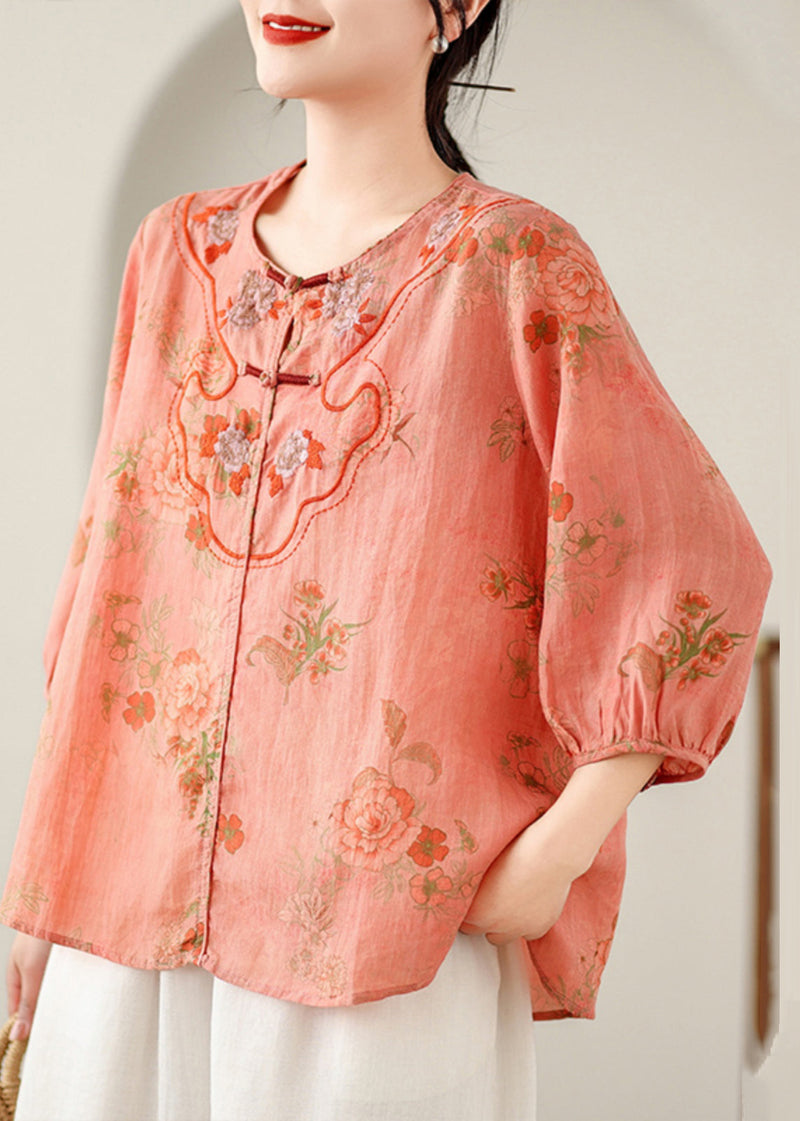 Orange Patchwork Low High Design Shirt Summer