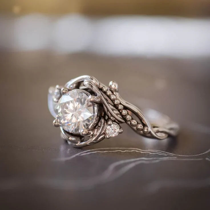 Zirconia Silver Branch Ring