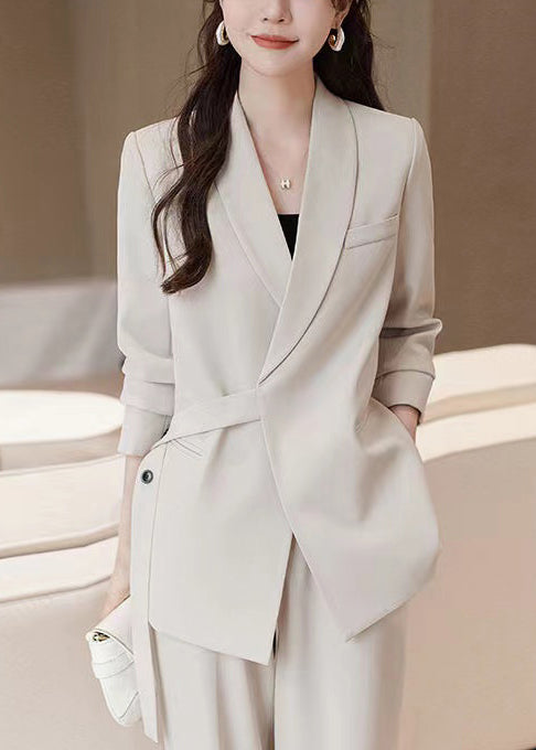 White Spandex Coats Asymmetrical Spring