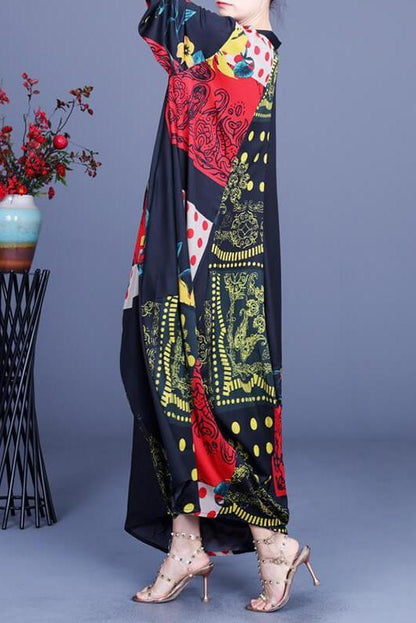 Stitching O Neck Pocket Maxi Dress