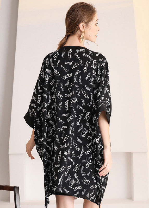 Colorblock Zip Up Oversized Letter Print Chiffon Cardigans Summer