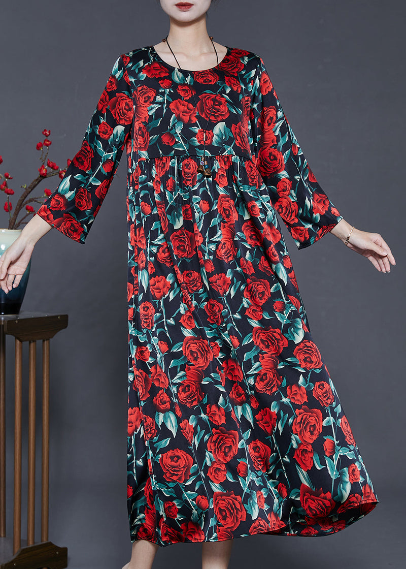 Organic Black Oversized Silk Long Dresses Summer