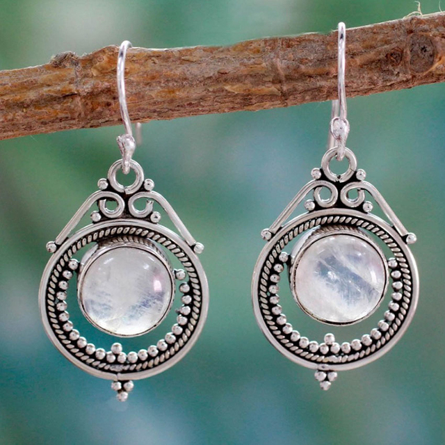 Rounded Moonstone Earrings