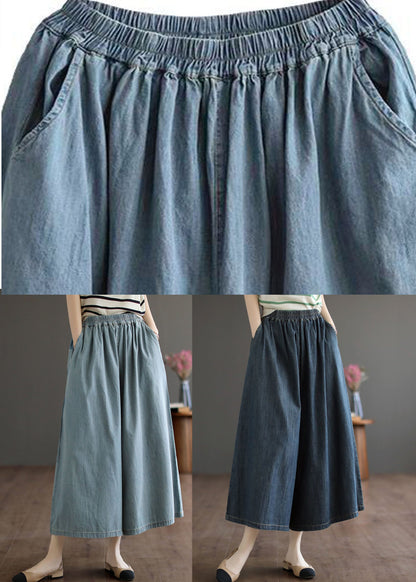 Navy Pockets Crop Pants Skirt Summer