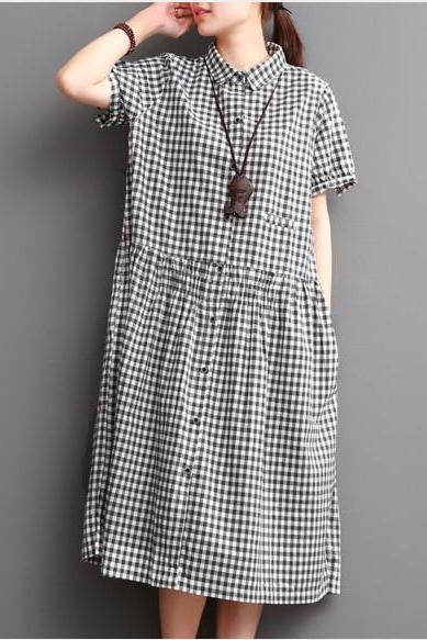 Causal Grid Dress Summer Outfits