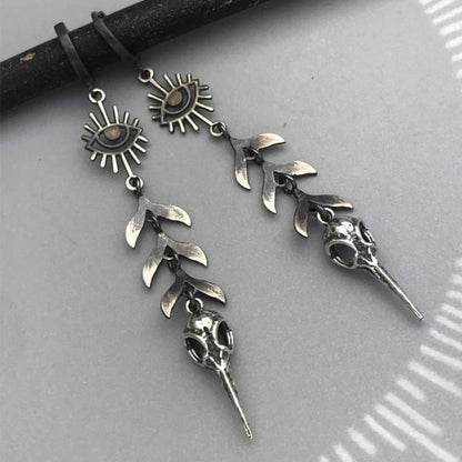 Mask Pendant Earrings in Silver