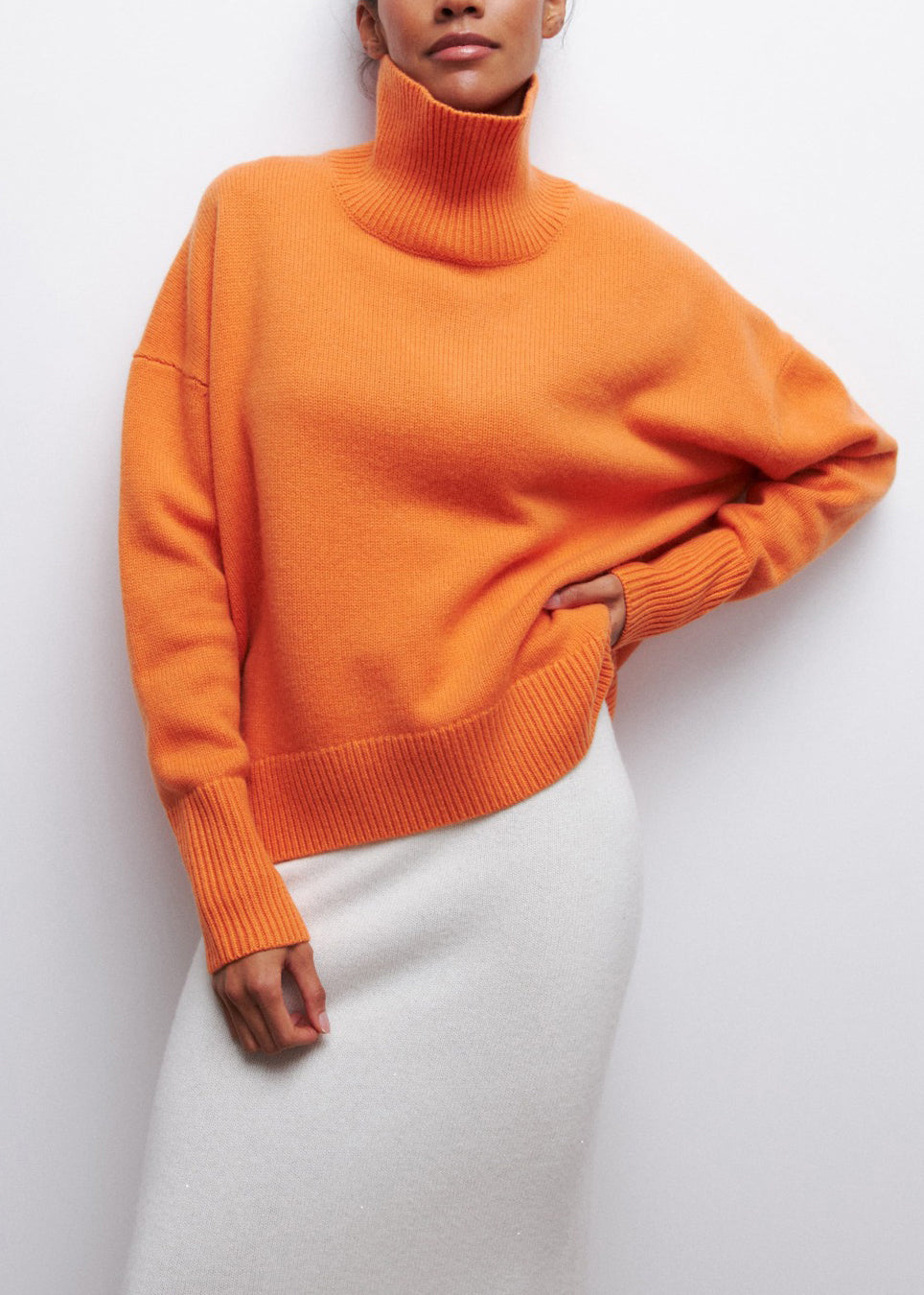 American Style Black Hign Neck Loose Knit Sweaters Spring