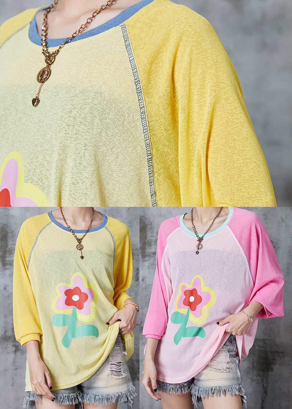 Pink Cotton Upf 50+ Shirt Tops Oversized Summer