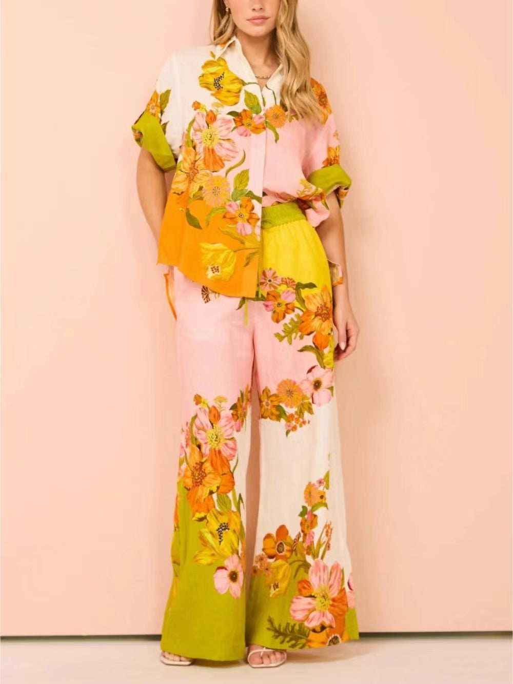 Modern Feel Sophisticated Unique Print Button Down Oversized Blouse