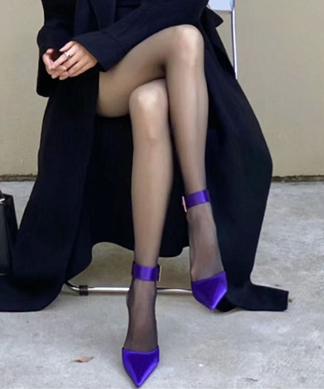 Splicing High Heel Sandals Purple Buckle Strap