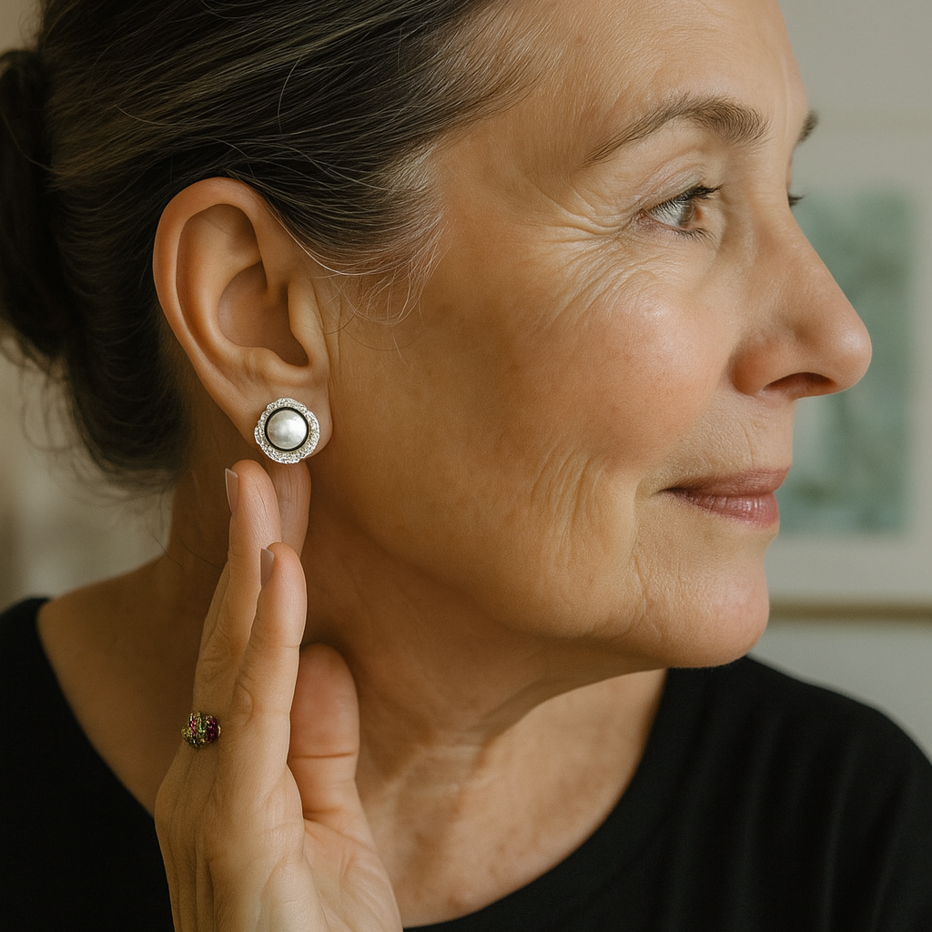 Sparkling Spiral Earrings With Pearls