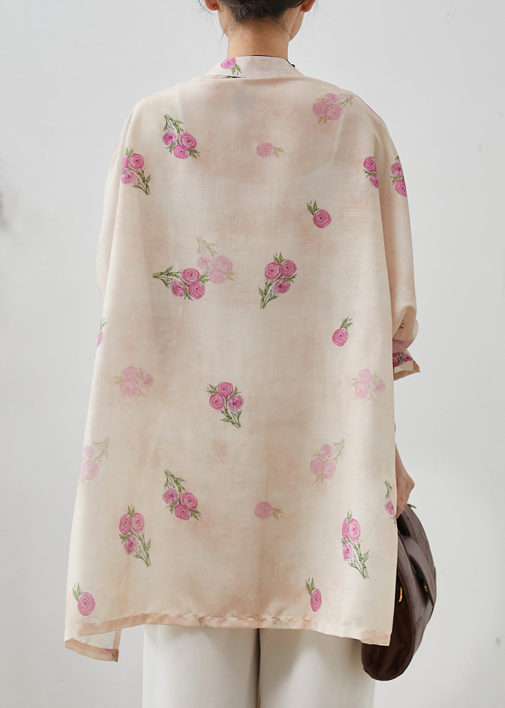Apricot Chinese Button Linen Loose Shirt Top Spring