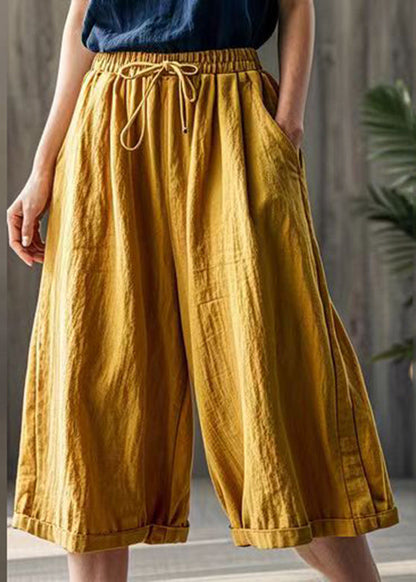 Khaki Tie Waist Wide Leg Pants