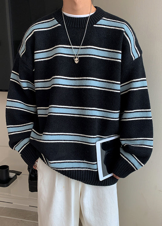 Black Thick Loose Knit Winter Sweaters O Neck