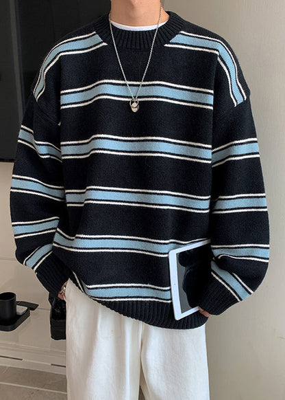 Black Thick Loose Knit Winter Sweaters O Neck