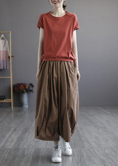 Chocolate Tie Waist Pockets Wide Leg Pants