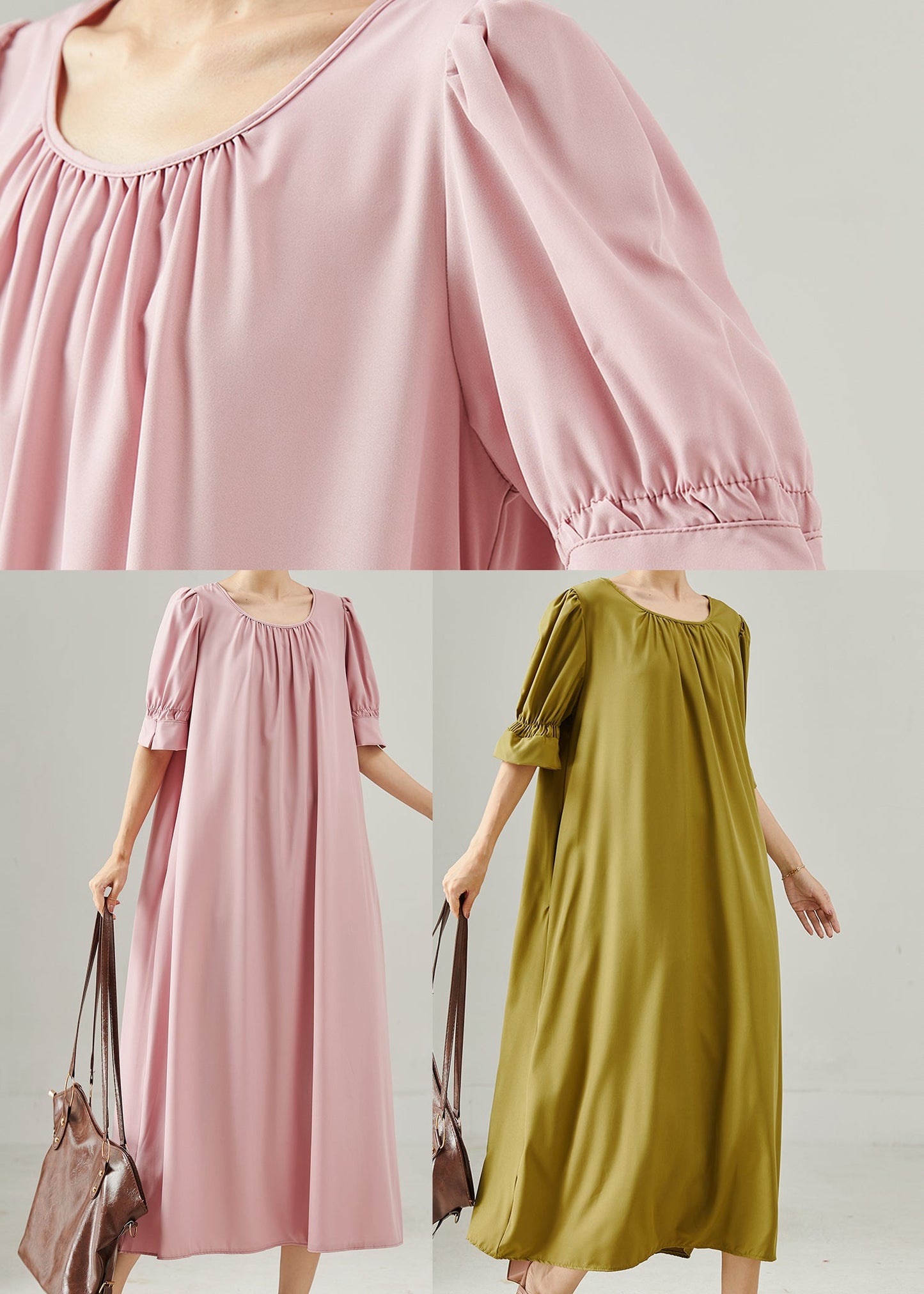 Italian Pink O-neck Cotton Vacation Dress Summer
