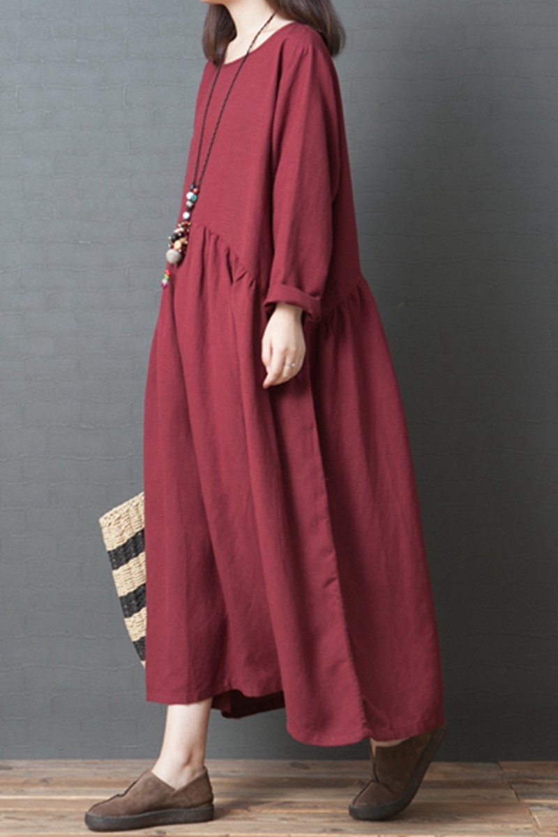 Loose Linen Maxi Dresses Fall Outfits