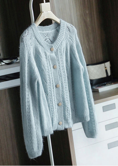 Sky Blue Oversized Chunky Knit Cardigan Spring