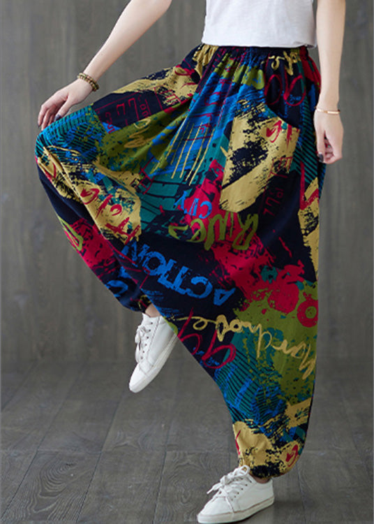 Red Print Tie Waist Wide Leg Pants