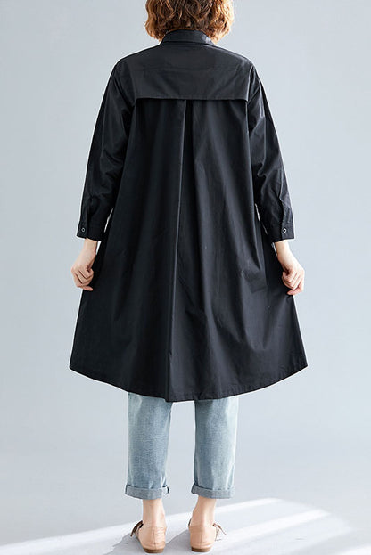 Spring Simple Black White Printed Shirt Dress