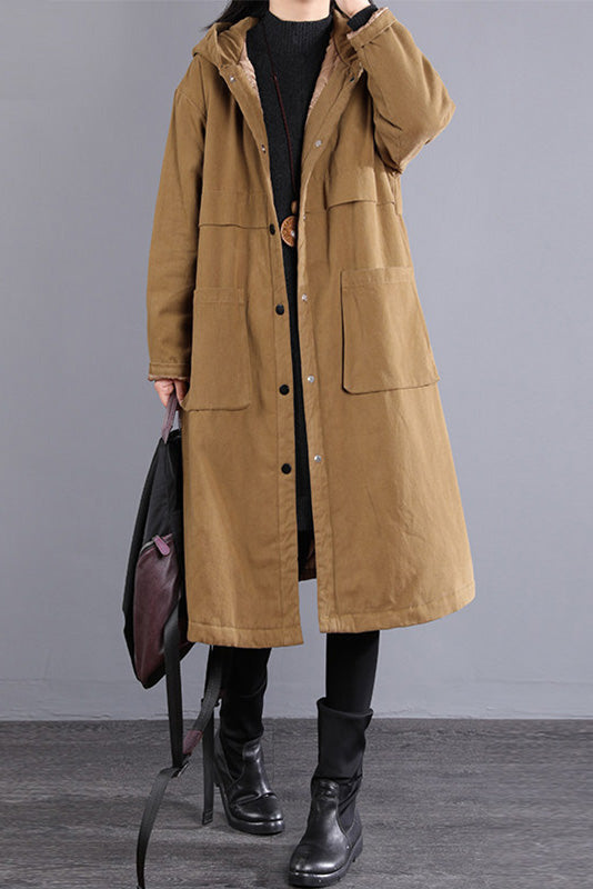Hooded Cotton Coat Stitching Loose Cotton Coat
