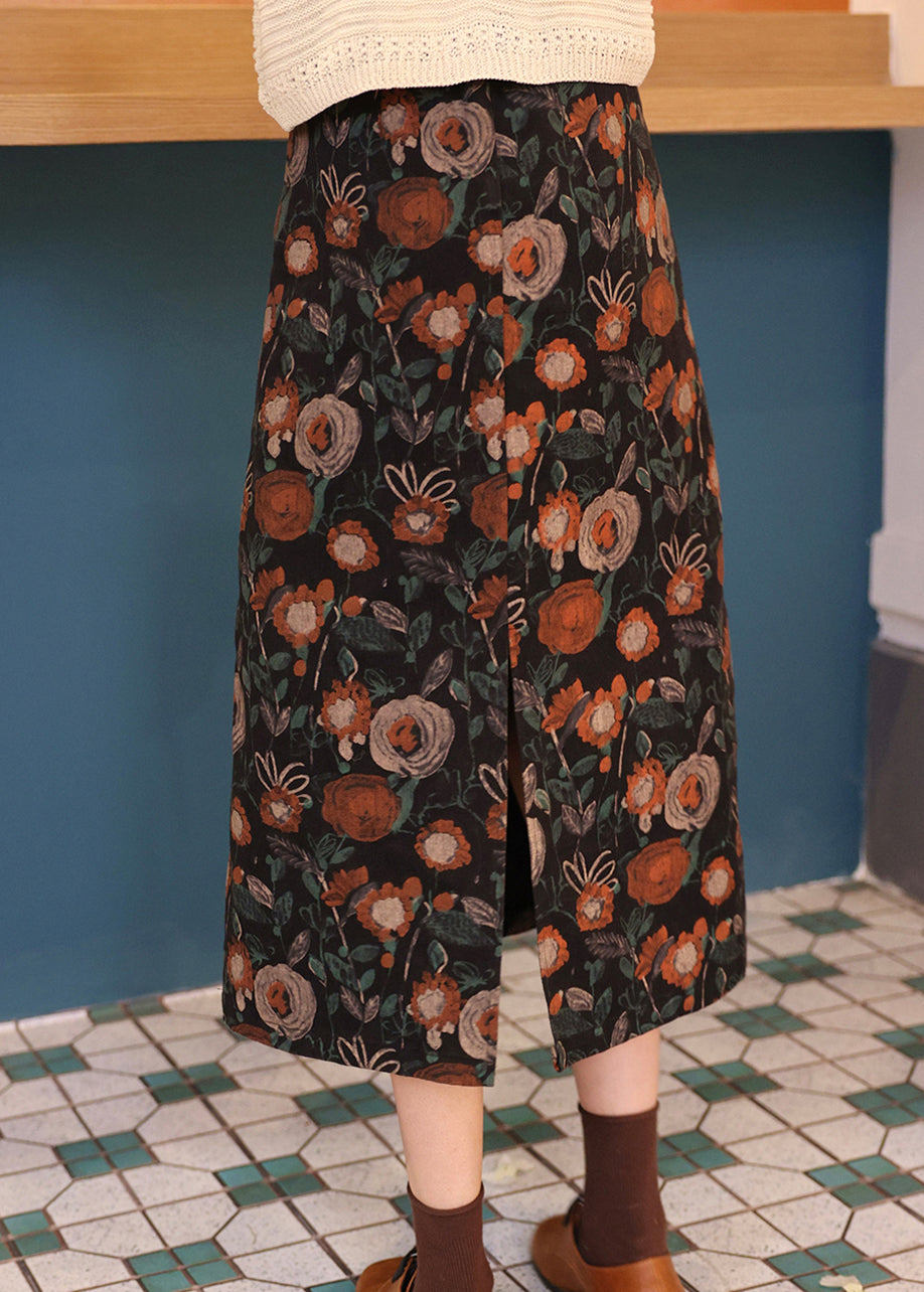 New Print High Waist Cotton Skirts Autumn