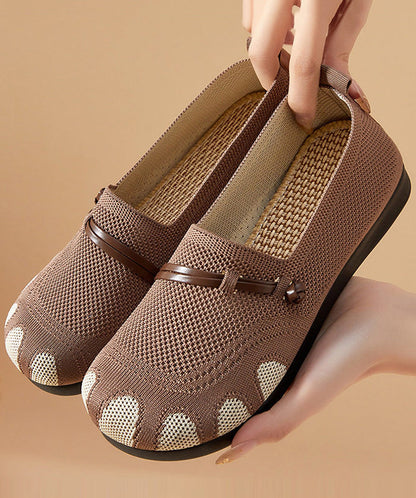 Knit Fabric Flat Feet Shoes Beige Flat Shoes