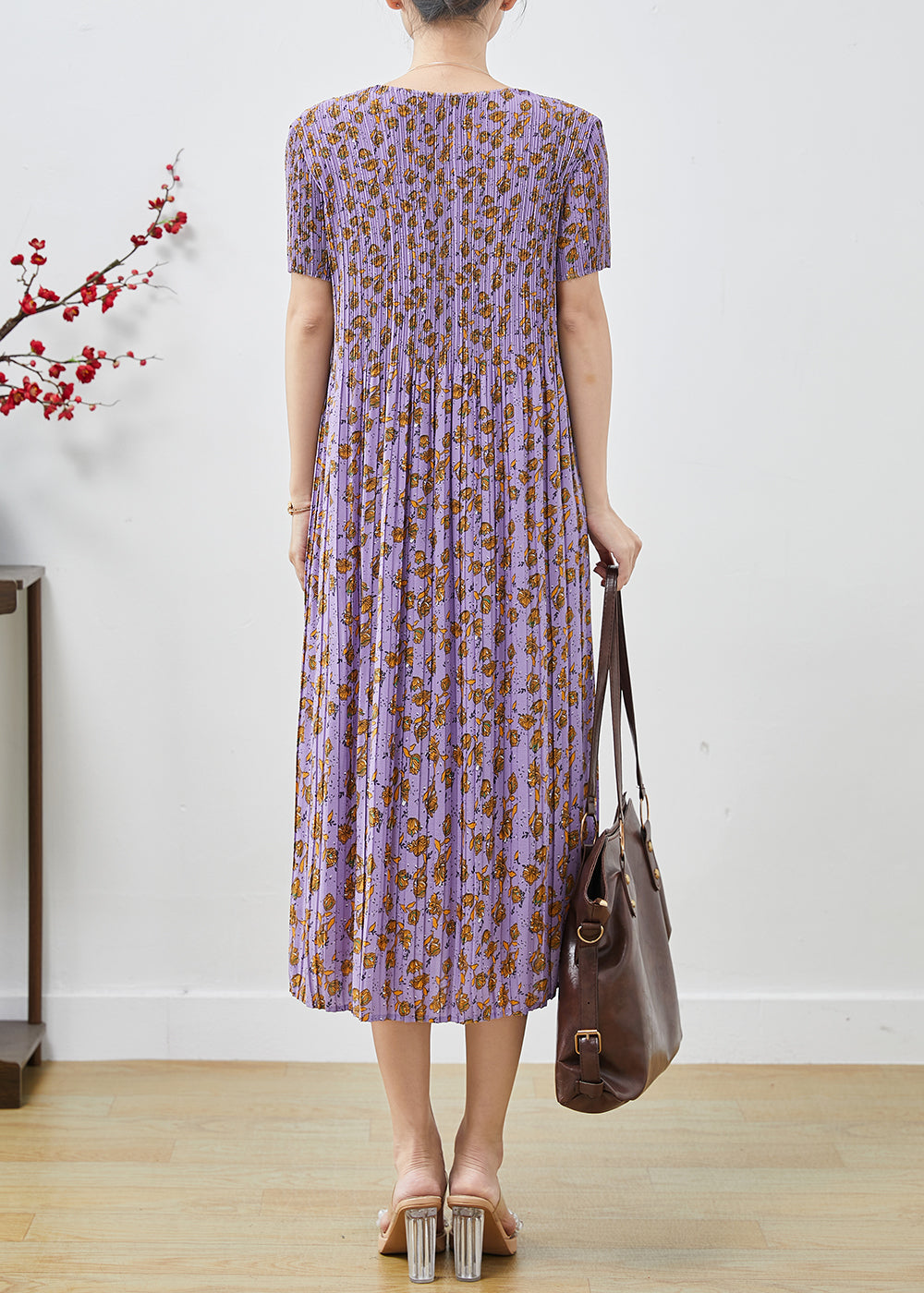 Lavender Oversized Print Chiffon Party Dress Summer