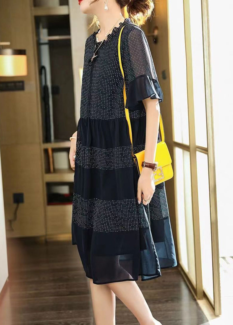 Black Print Chiffon Maxi Dress Summer