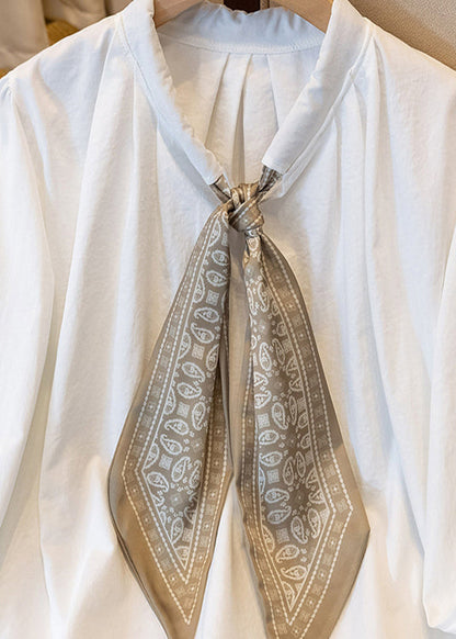 White Oversized Cotton Blouses Scarves Spring