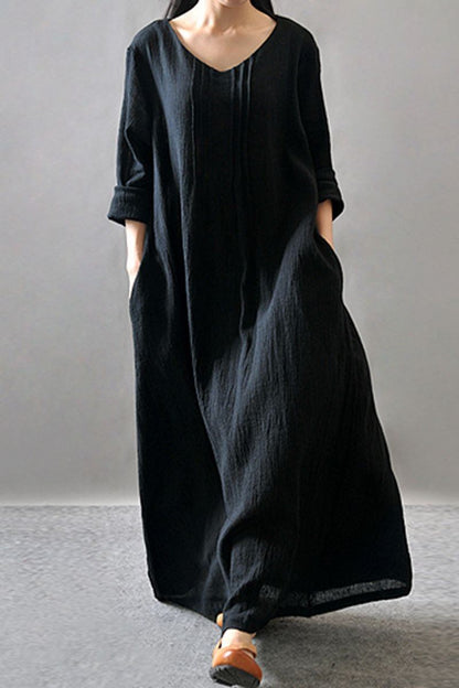 Purple/black/orange Maxi Linen Dresses