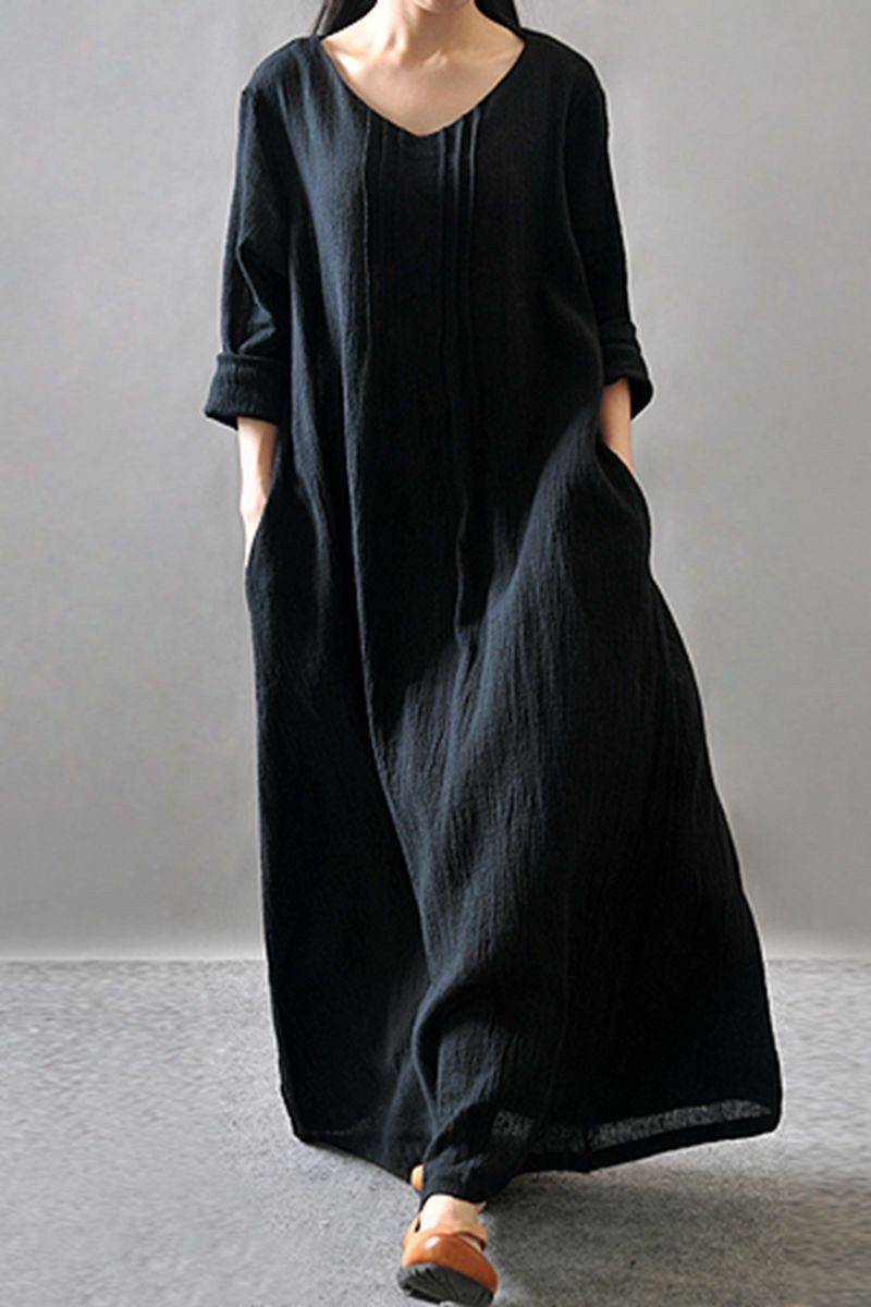 Purple/black/orange Maxi Linen Dresses