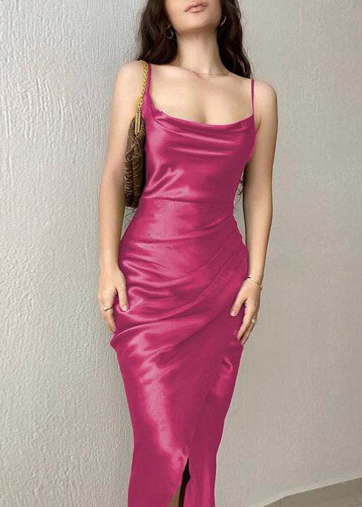 European and American Style Beige Side Open Spaghetti Strap Dress Summer