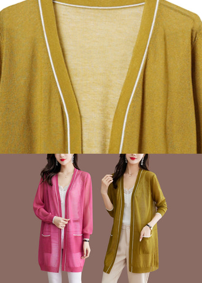 Matcha Colour V Neck Ice Size Knit Cardigans Long Sleeve