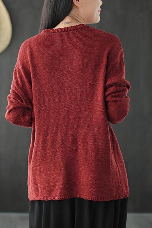 Knitted Retro Pure Color V-neck Sweater Coat