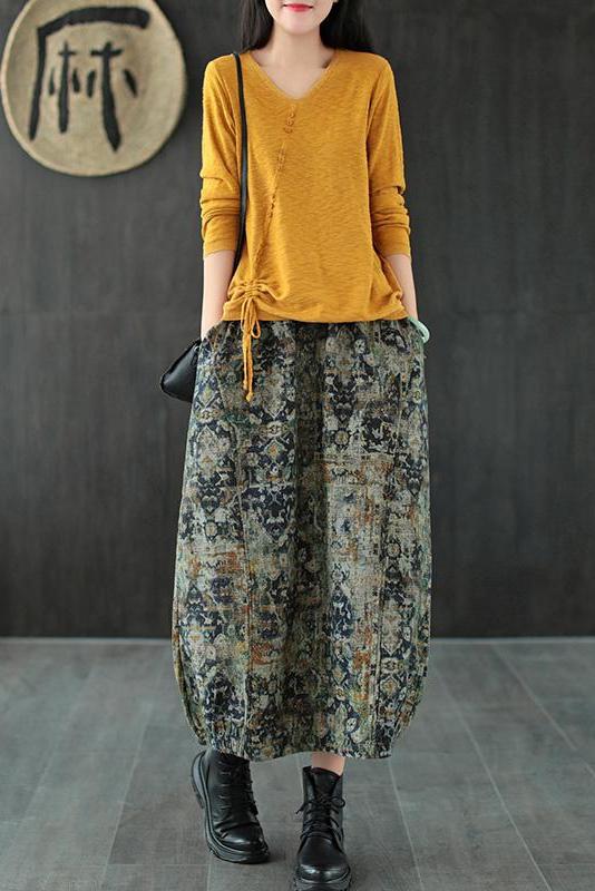 Retro Print Elastic Waist Wild Skirt