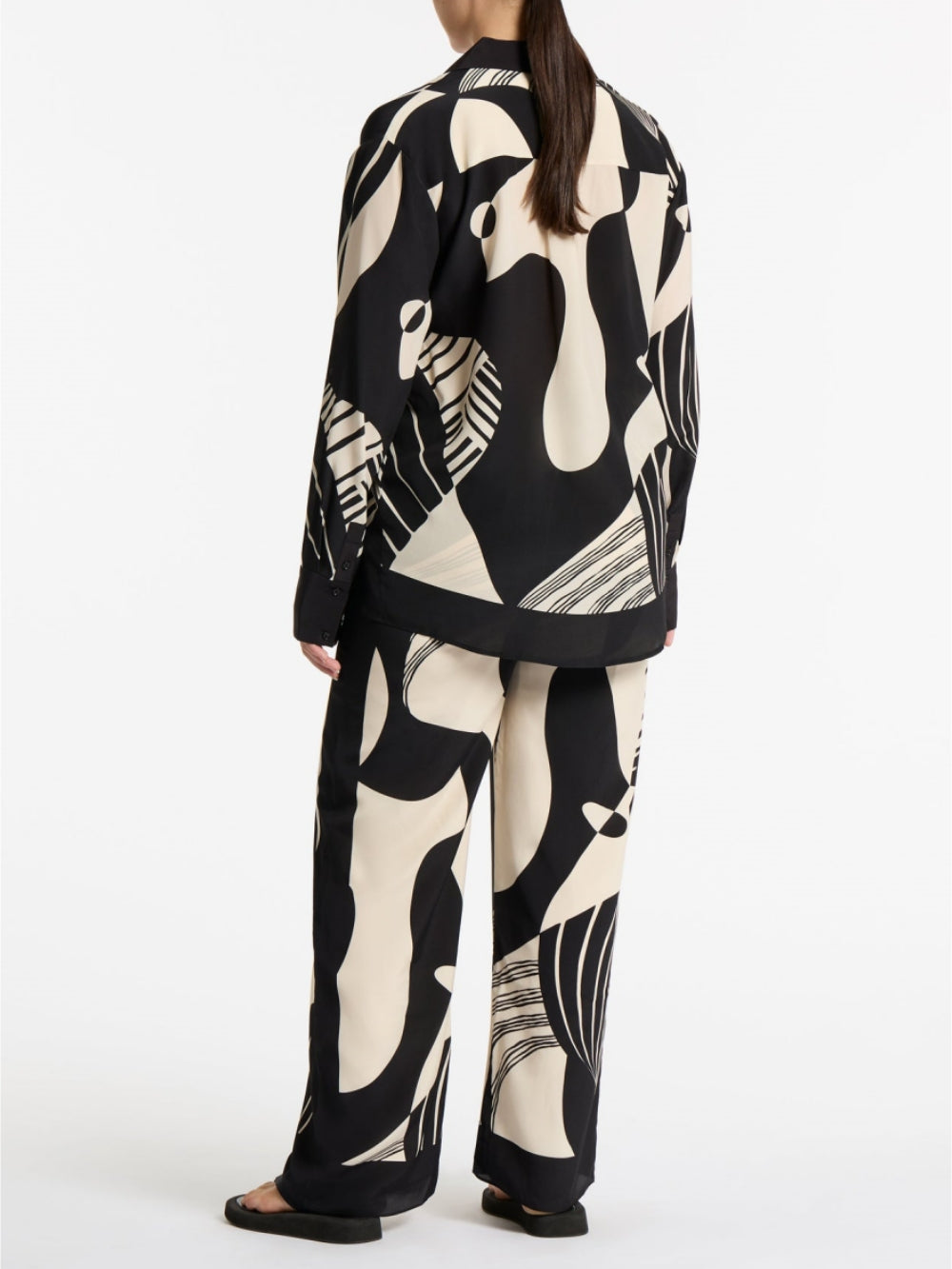 Graffiti Print Loose Wide Leg Pants Set