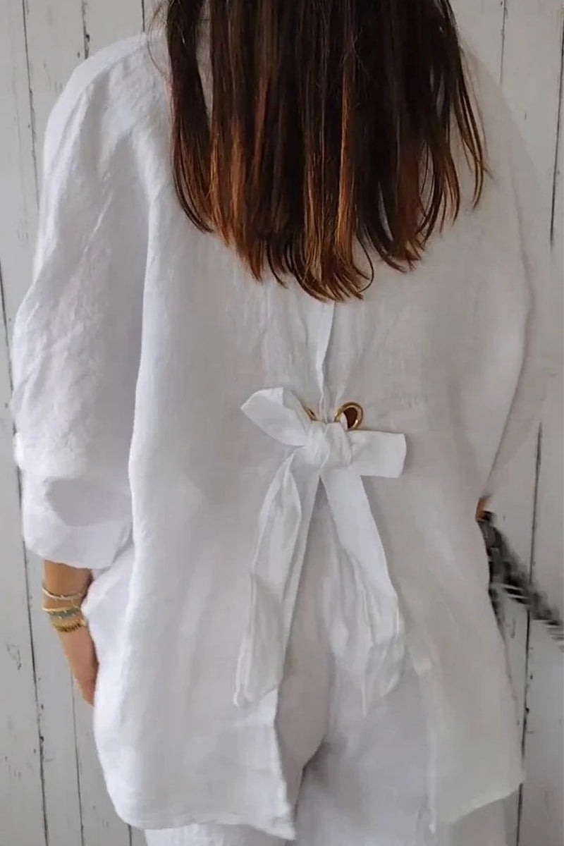 Frenulum Buttons Slit Turndown Collar Tops