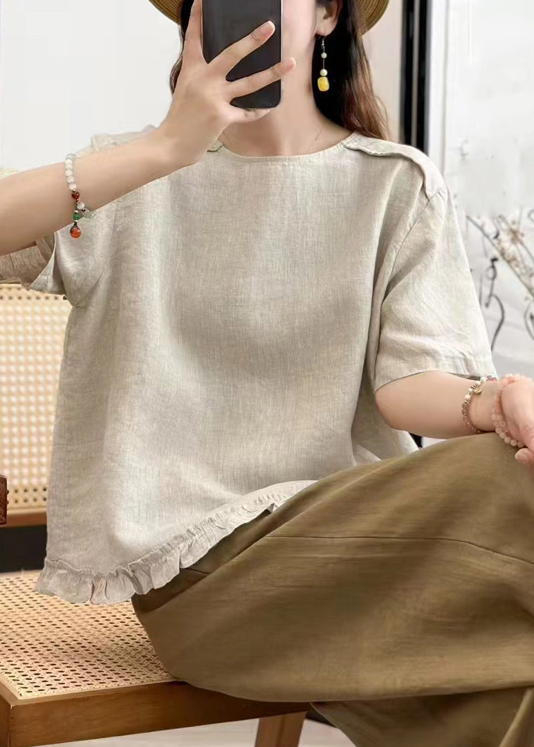 Linen Ruffled Wear on Both Sides Linen Shirt Summer