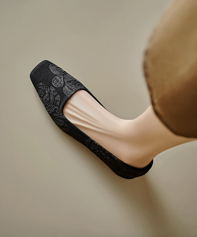 Pink Cotton Fabric Splicing Flats Embroidered
