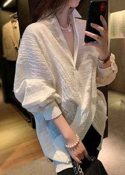 White Peter Pan Collar Plaid Cross Connection Shirts Full