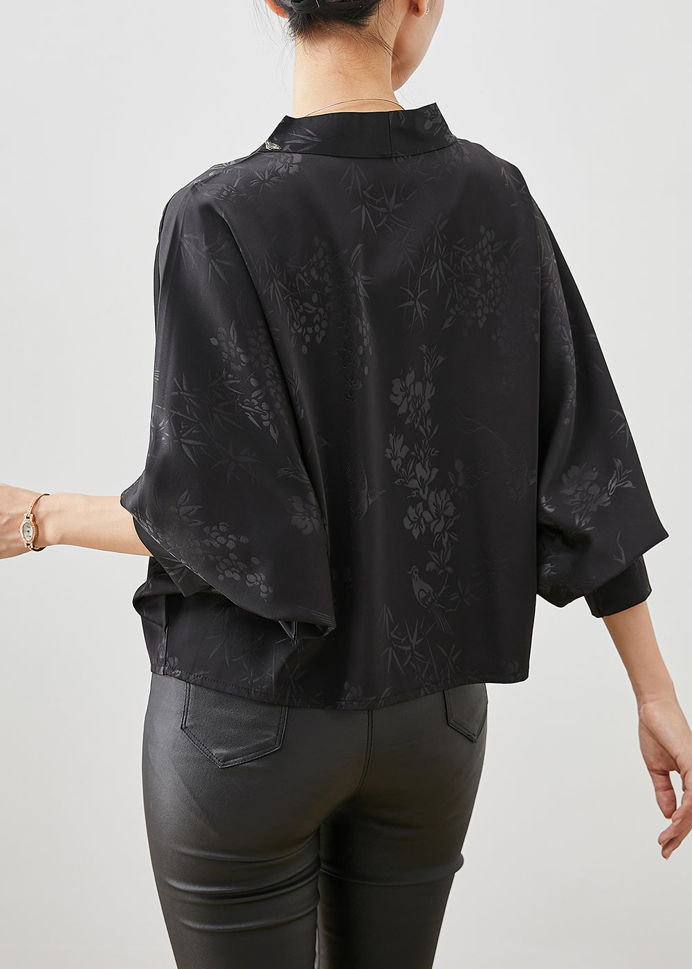 Black Embroideried Tasseled Silk Cardigan Spring