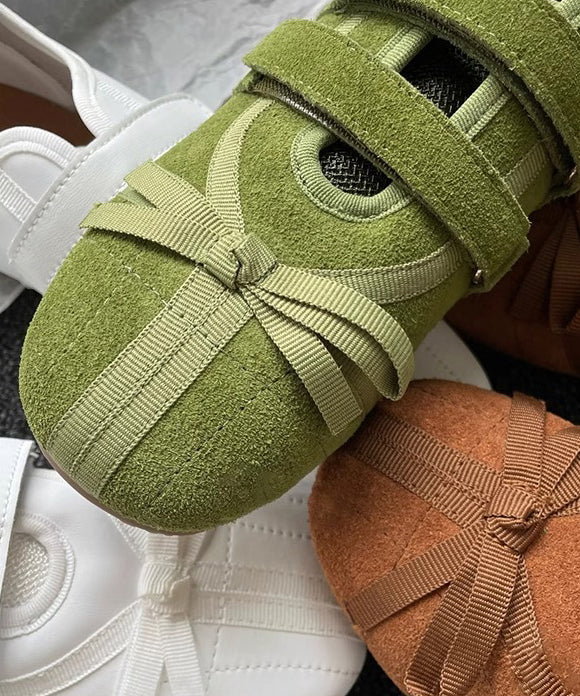 Versatile Splicing Soft Flat Shoes Green Suede